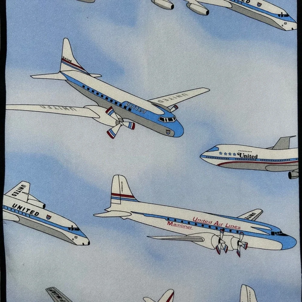 Vintage Clipped Wings United Air Lines Capital Airlines Silk Aviation Scarf